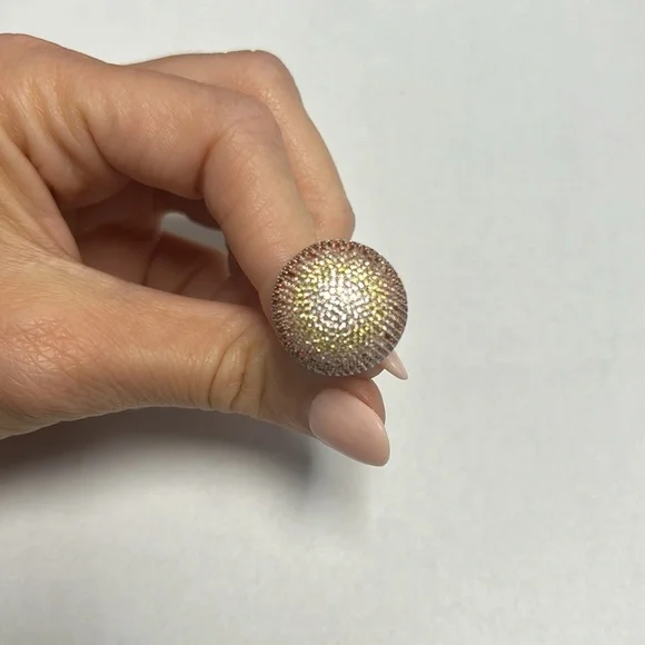 Suzy Levian Rose Sterling Silver Multi Color CZ Dome Ring NWT